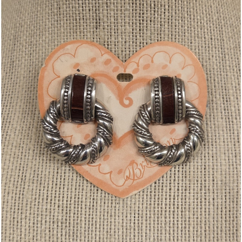 Retired Brighton Silver Bordeaux Earrings, Red/Brown Vintage‎ But New!